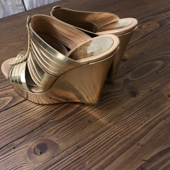 Coach Metallic Gold Wedges - Picture 3 of 5
